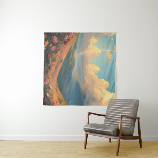 Regenbogen über dem Blume Wandteppich (Beispiel (Horizontal))