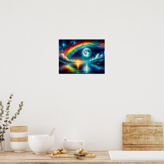 Regenbogen über dem Mond Poster (Küche)