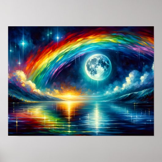 Regenbogen über dem Mond Poster (Vorne)