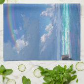 Regenbogen über dem Ozean Geschirrtuch (Gefaltet)