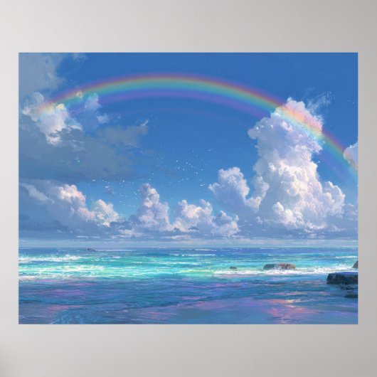 Regenbogen über dem Ozean Poster (Vorne)