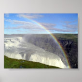 Regenbogen über dem Wasserfall Gullfoss Island Poster (Vorne)