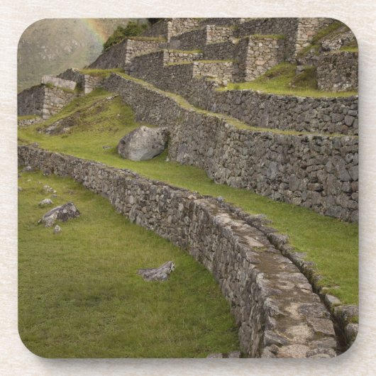 Regenbogen über den landwirtschaftlichen Terrassen Getränkeuntersetzer (Vorderseite)