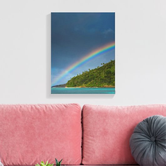 Regenbogen über der Insel, Amerikanisch-Samoa Leinwanddruck (Insitu (Wohnzimmer))