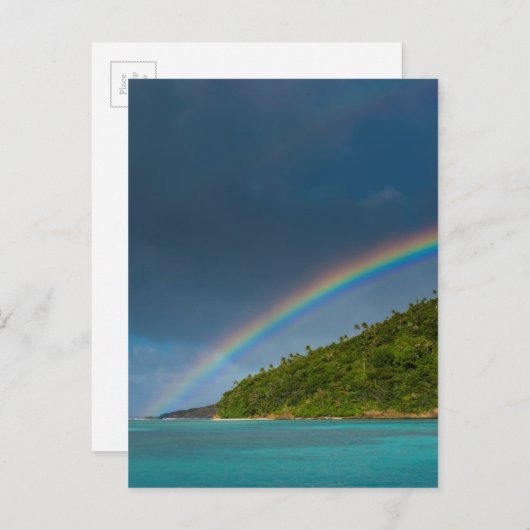 Regenbogen über der Insel, Amerikanisch-Samoa Postkarte (Vorne/Hinten)