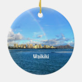 Regenbogen über der Keramik Waikiki Keramik Ornament (Hinten)