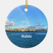 Regenbogen über der Keramik Waikiki Ornament (Vorne)