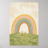 Regenbogen über der Wiese Wasserfarbenposter Poster (Vorne)