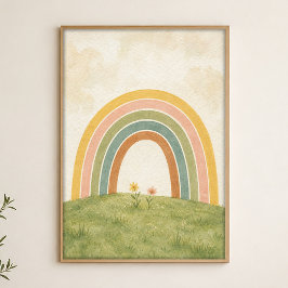 Regenbogen über der Wiese Wasserfarbenposter Poster