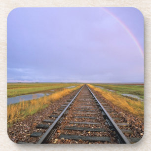 Regenbogen über Eisenbahnschienen nahe Fairfield Untersetzer