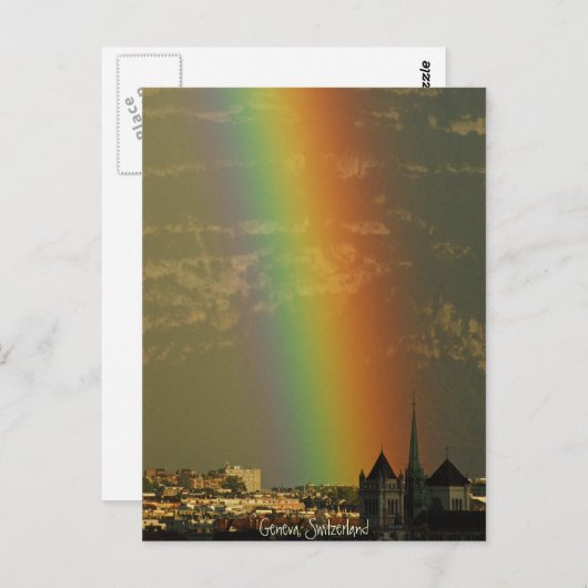Regenbogen über Genf Postkarte (Vorne/Hinten)