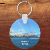 Regenbogen über Honolulu, Hawaii Schlüsselanhänger (Vorderseite)