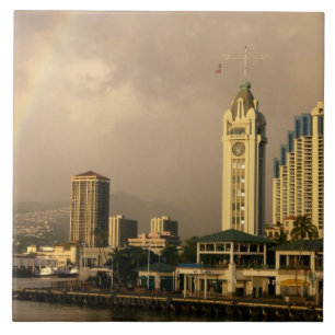 Regenbogen über Honolulu, Hawaii, USA 2 Fliese