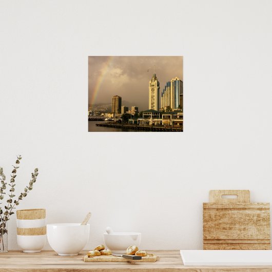 Regenbogen über Honolulu, Hawaii, USA 2 Poster (Küche)