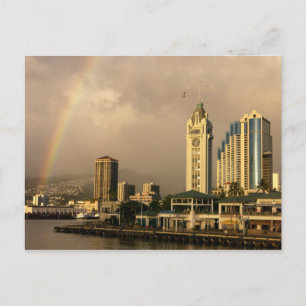 Regenbogen über Honolulu, Hawaii, USA 2 Postkarte