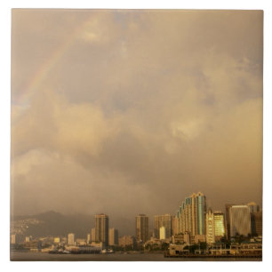 Regenbogen über Honolulu, Hawaii, USA 3 Fliese