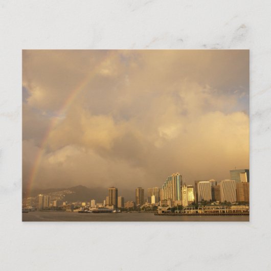 Regenbogen über Honolulu, Hawaii, USA 3 Postkarte (Vorderseite)