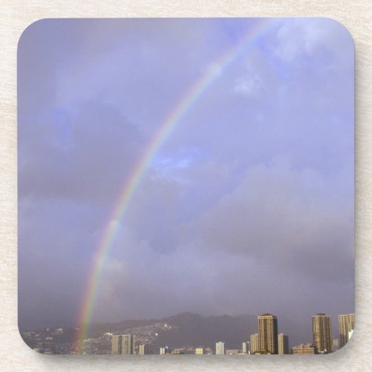 Regenbogen über Honolulu, Hawaii, USA Untersetzer (Vorderseite)