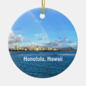 Regenbogen über Honolulu Keramik Ornament (Vorne)