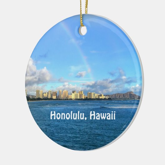 Regenbogen über Honolulu Keramik Ornament (Links)