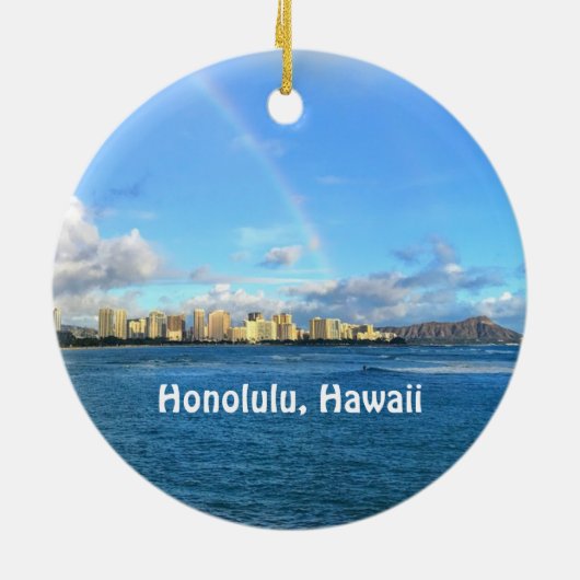 Regenbogen über Honolulu Keramik Ornament (Hinten)