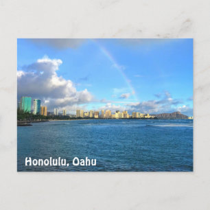 Regenbogen über Honolulu Postkarte