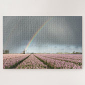 Regenbogen über Hyazinthen und eine Windmühle in Puzzle (Horizontal)