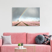 Regenbogen über Hyazinthen und einer Windmühle in  Leinwanddruck (Insitu (Wohnzimmer))
