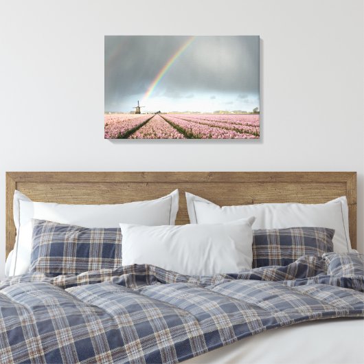 Regenbogen über Hyazinthen und einer Windmühle in Leinwanddruck (Insitu (Schlafzimmer))