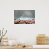Regenbogen über Hyazinthen und einer Windmühle in  Poster (Küche)