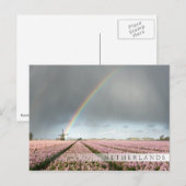 Regenbogen über Hyazinthen und einer Windmühle in  Postkarte (Vorne/Hinten)