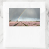 Regenbogen über Hyazinthen und einer Windmühle in  Rechteckiger Aufkleber (Tasche)