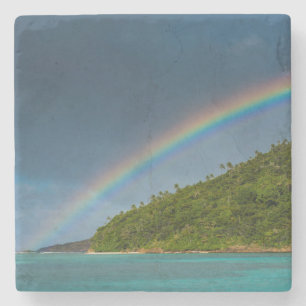 Regenbogen über Insel, Amerikanisch-Samoa Steinuntersetzer