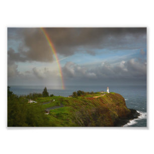 Regenbogen über Kilauea Leuchtturm auf Kauai-Druck Fotodruck