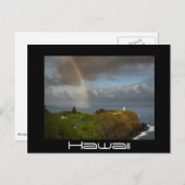Regenbogen über Kilauea Leuchtturm schwarze Postka Postkarte (Vorne/Hinten)