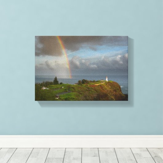 Regenbogen über Kilauea Lighthouse Leinwand (Insitu (Holzboden))