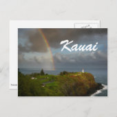 Regenbogen über Kilauea Lighthouse Text Postkarte (Vorne/Hinten)