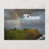 Regenbogen über Kilauea Lighthouse Text Postkarte (Vorderseite)
