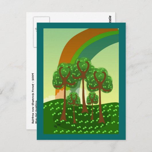 Regenbogen über Kleeblatt Forest Postkarte (Vorne/Hinten)