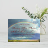 Regenbogen über Länderfeldern Hochzeitsfeiern Einladung (Stehend Vorderseite)