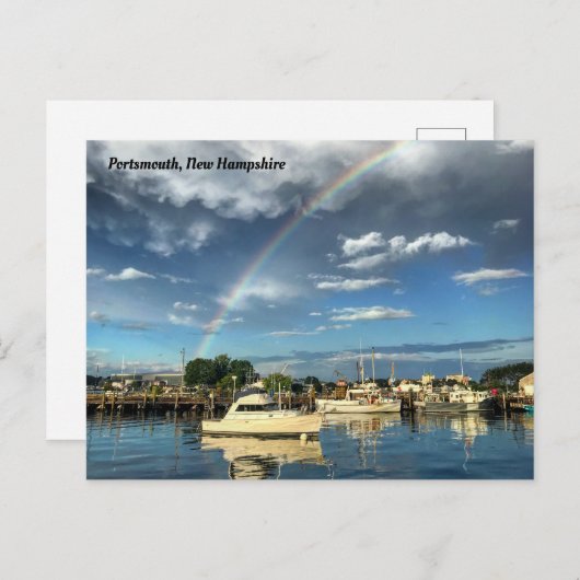 Regenbogen über Portsmouth Hafen, New Hampshire Postkarte (Vorne/Hinten)
