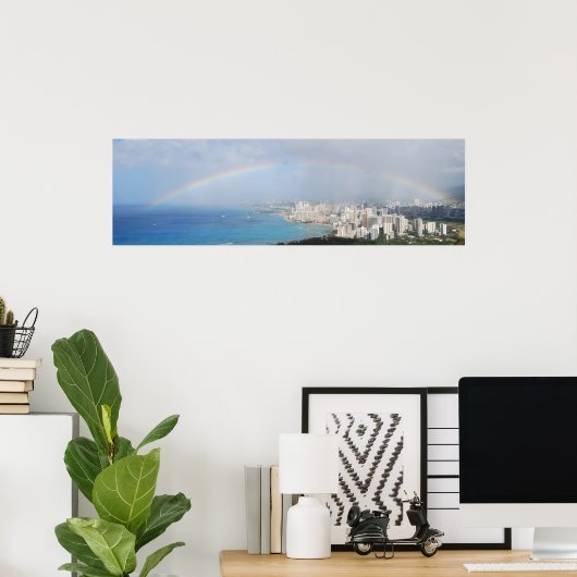 Regenbogen über Waikiki Poster (Heimbüro)
