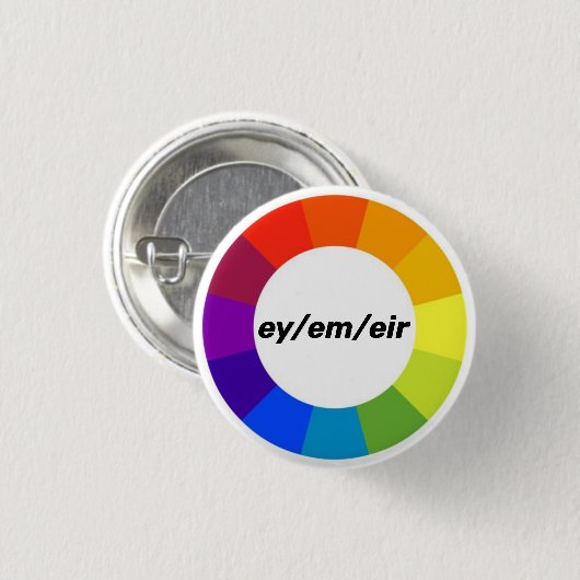 Regenbogen umkreister ey/em/eir Pronomenknopf Button (Vorne & Hinten)