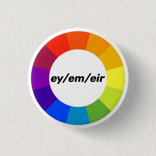 Regenbogen umkreister ey/em/eir Pronomenknopf Button (Vorderseite)