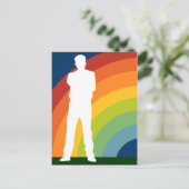 Regenbogen-umrandeter Mann Postkarte (Stehend Vorderseite)