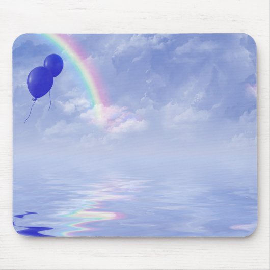 Regenbogen und blauer Ballon Mousepad (Vorne)