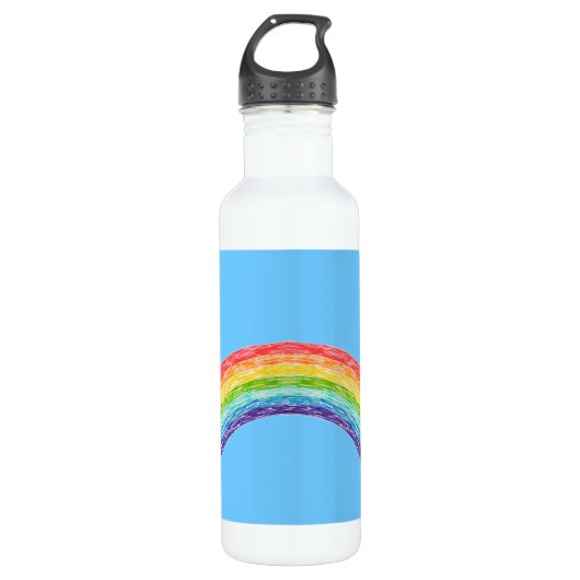 Regenbogen und blauer Himmel Edelstahlflasche (Vorderseite)