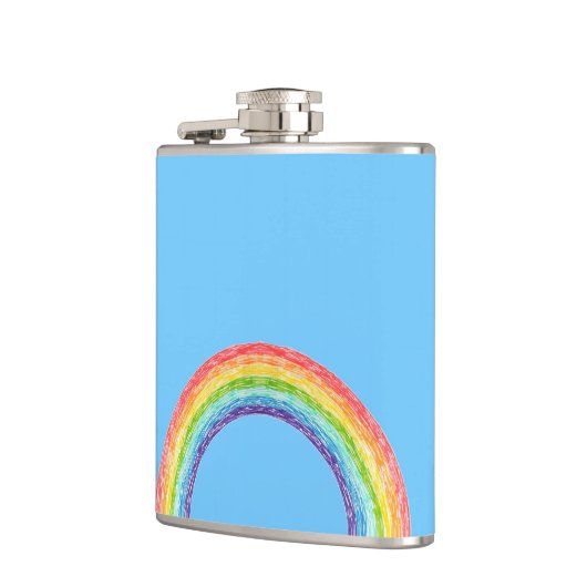 Regenbogen und blauer Himmel Flachmann (Links)