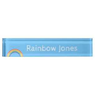 Regenbogen und blauer Himmel Namensplakette
