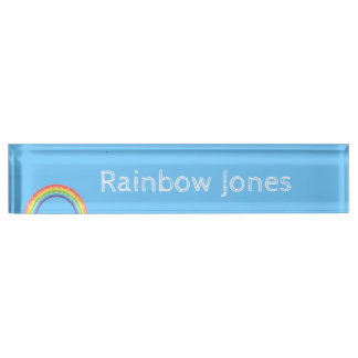 Regenbogen und blauer Himmel Namensplakette